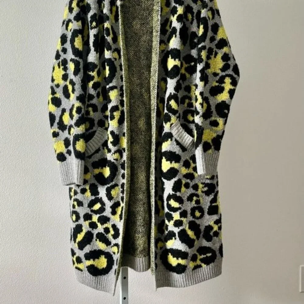 Fashion Nova Cardigan Jacket XL Leopard Open Front Hood Boho Mob Wife Retro Glam - Picture 3 of 12
